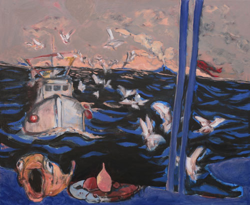 Sur le pont - 20F (73 x 60) - huile sur toile