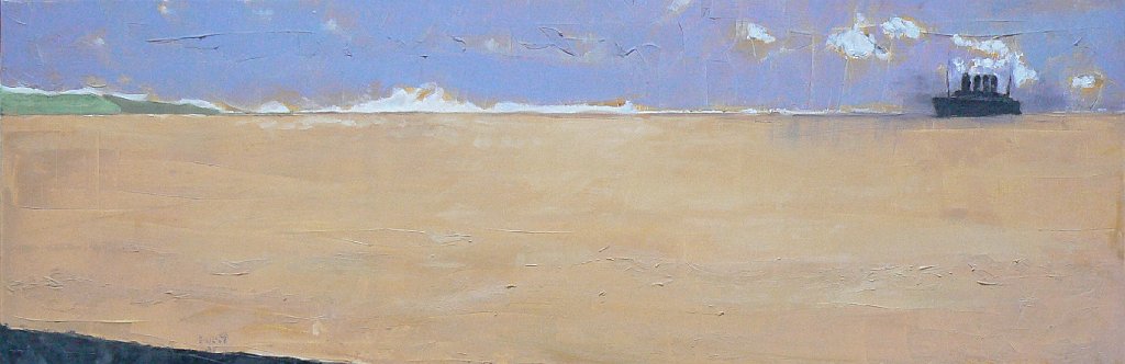 Navire au Lointain - 40x120 - huile sur toile