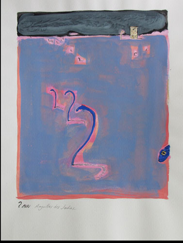 Anguilles des jardins - 30 x 40 - gouache