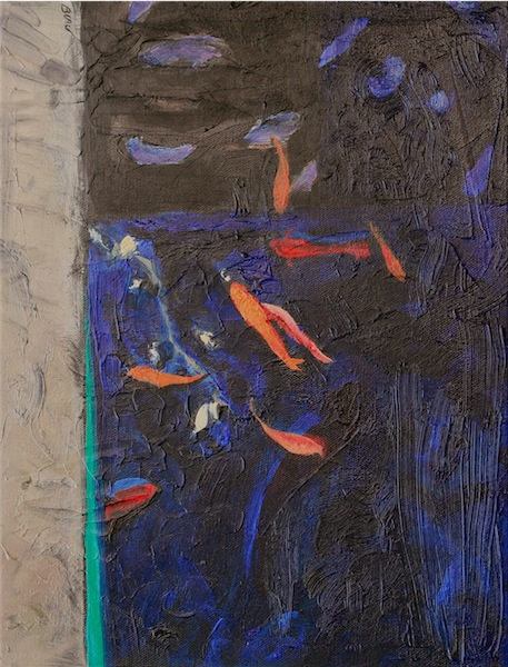 Poissons rouges X - 5F - huile sur toile